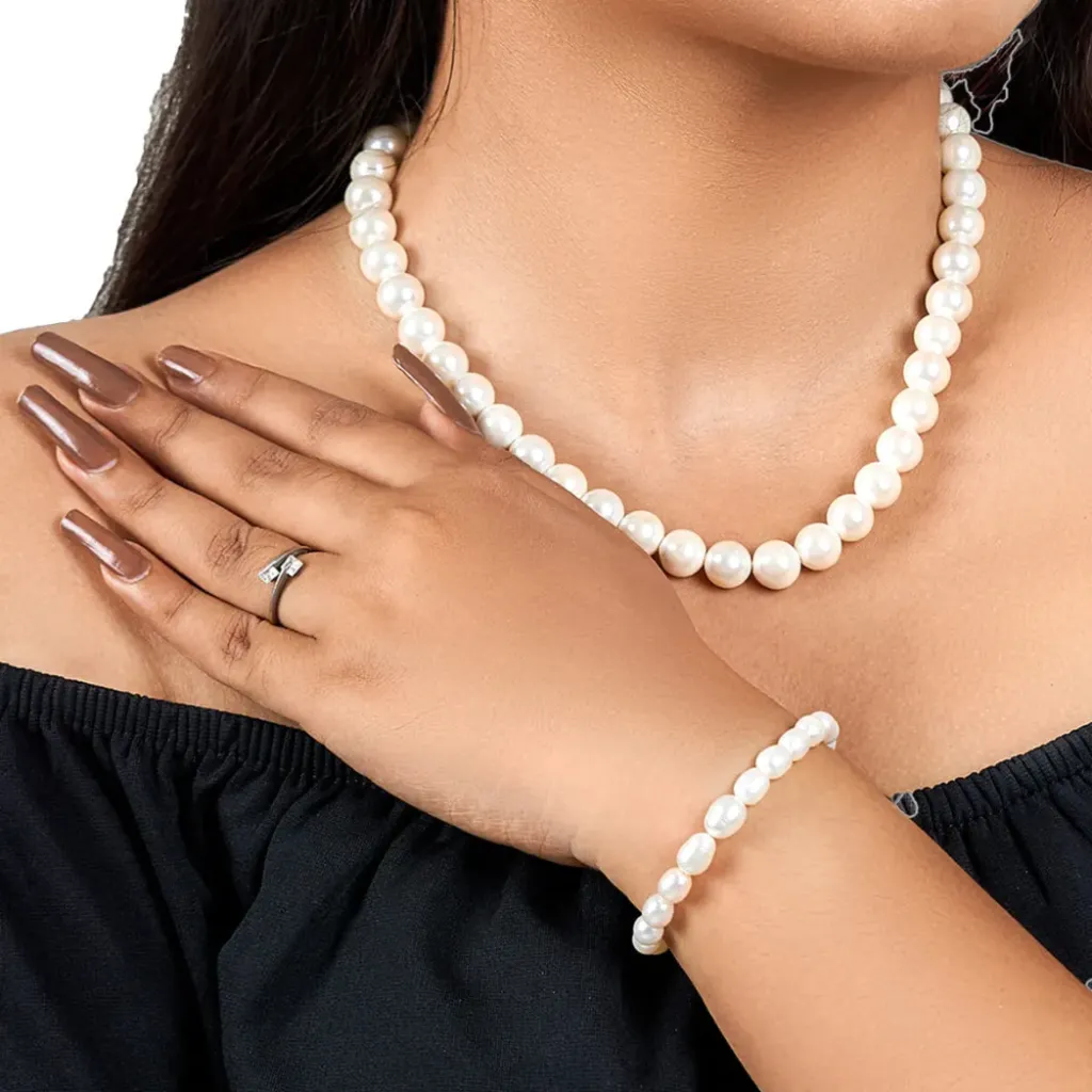 Classic White Pearl Necklace –Sterling Silver