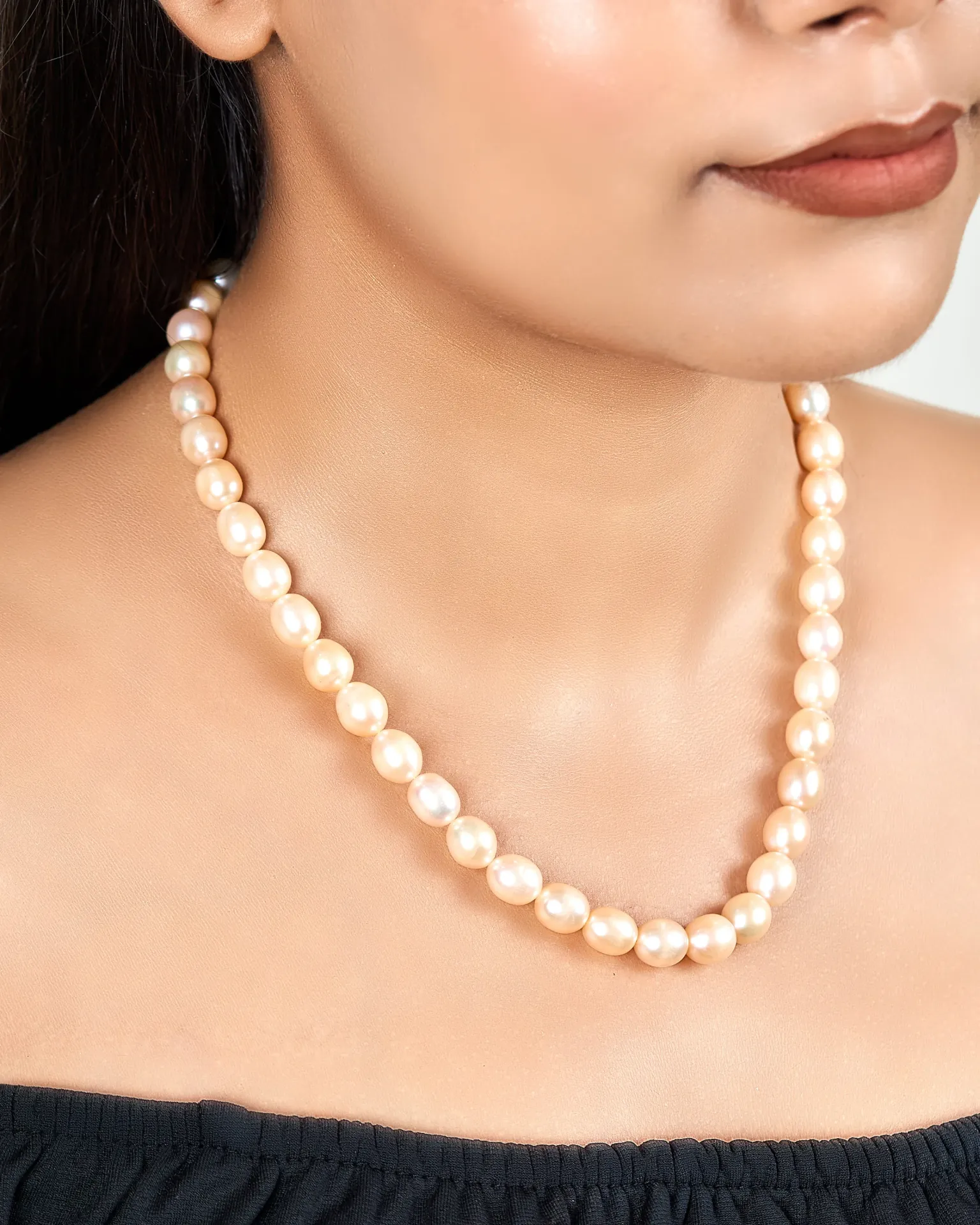 Light Pink Pearl Necklace – 17” Freshwater  pearl Nacklace